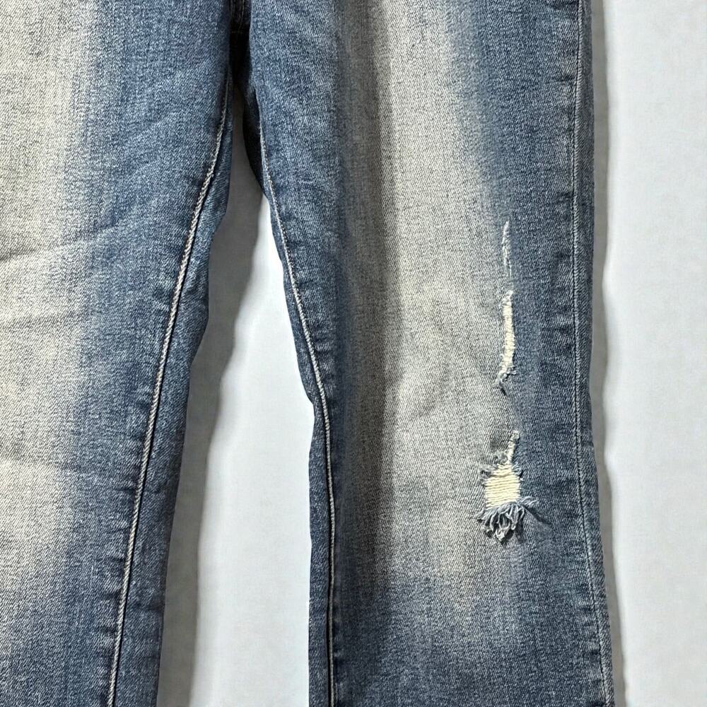 Risen Los Angeles‎ Distressed Raw Hem Straight Leg Jeans 32 15 Blue High Rise - Picture 2 of 13
